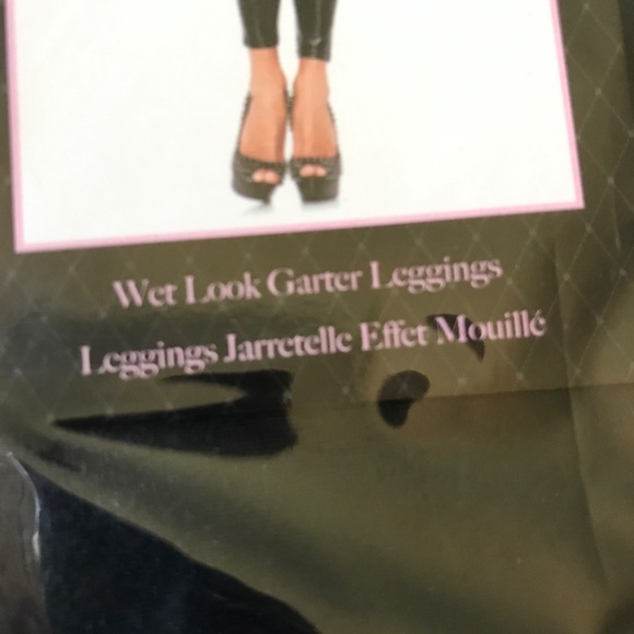 NWT Leg Avenue Wet Look Garter Leggings - Picture 4 of 8